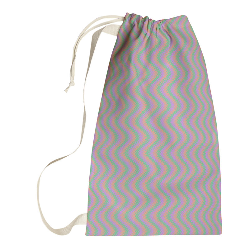 Kitterman Fabric Laundry Bag with Handles, Large (76.5" H x 29.5" W x 1.5" D), Green/Orange