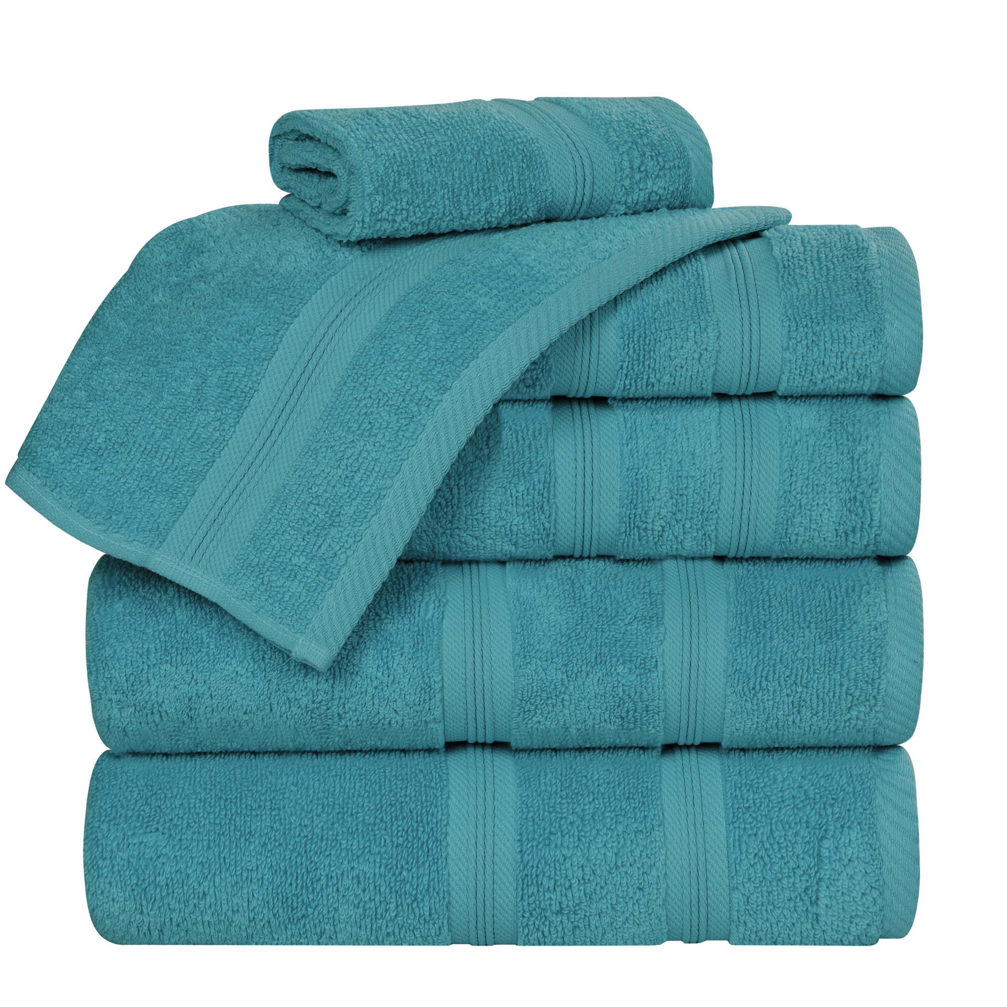 Selda Smart Dry 6 Piece 100% Cotton Towel Set, Turquoise