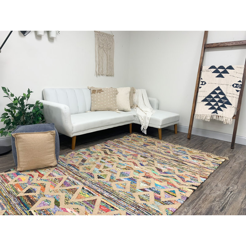 Tapis d'intérieur brun / beige / rouge à tissage plat Strawser, Rectangle 5 pi x 8 pi