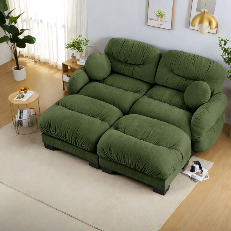 Compression Cozy Chenille Sectionals, Modular Modern Home Sofa Green