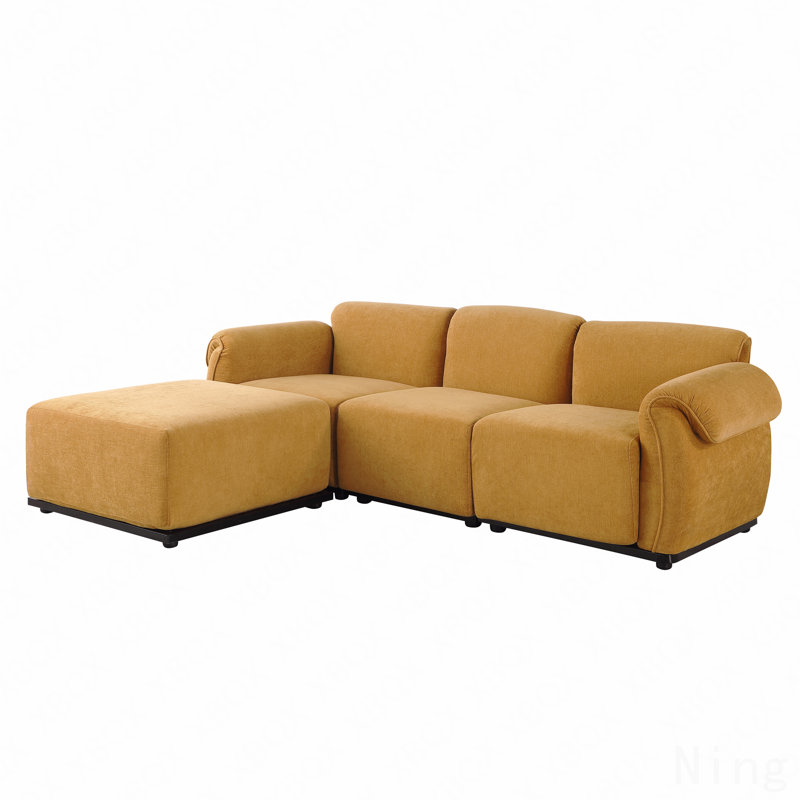 93" Length , Fashionable Modular Sofa, Iron Frame,   Chenille Sofa, Yellow Chenille
