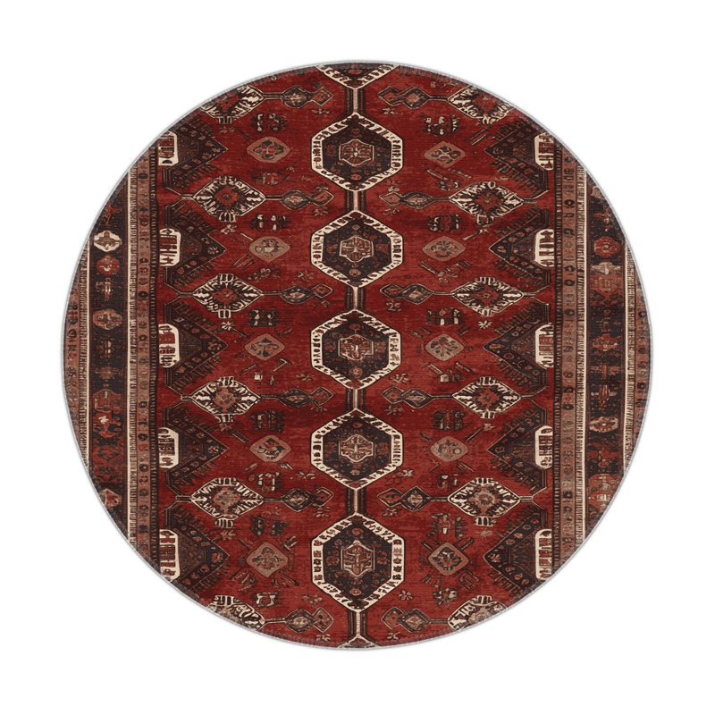 Tapis turc intérieur et extérieur brun, Rond 5 pi