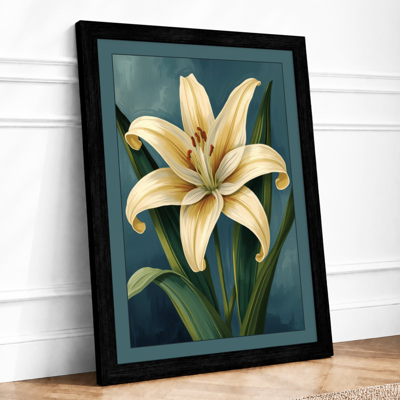 Lily In Bloom Botanical - Print, Black, A3 - 42.0 x 29.7 cm