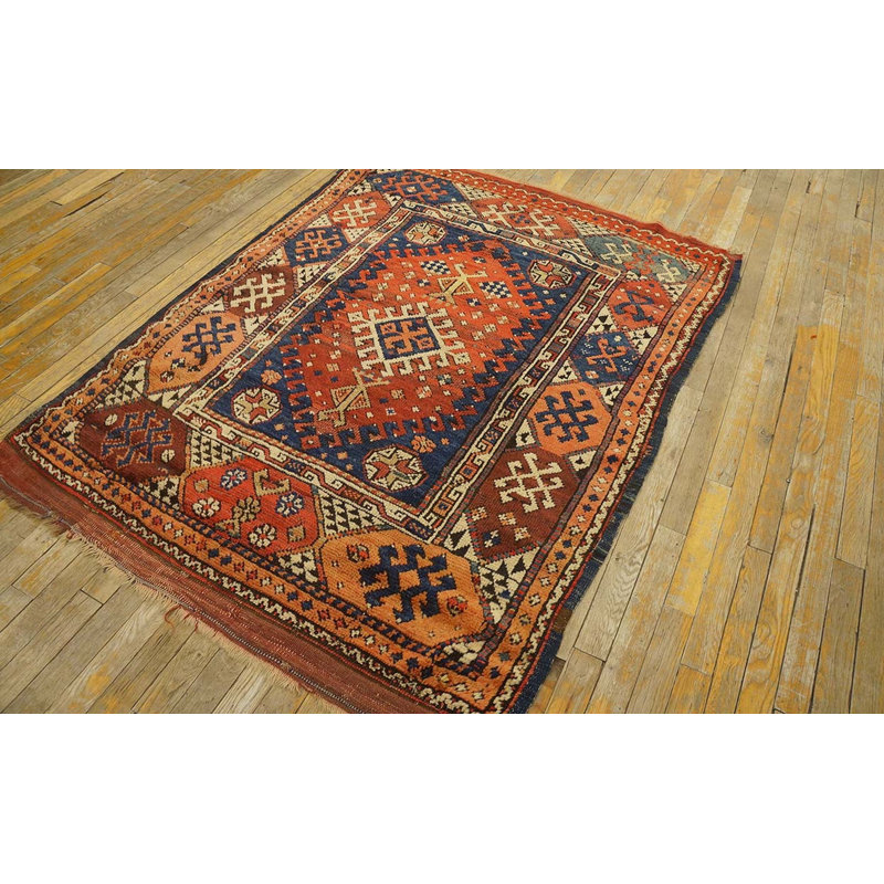 Antique Konya Small Scatter Size Wool Coral Rug