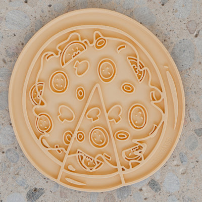 Dexypaws: Enrichment Lick Mat: Pup-peroni Pizza - Plat à manger cannelé en silicone