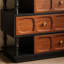 Meuble d'appoint moderne en bois massif et composite brun noyer et noir