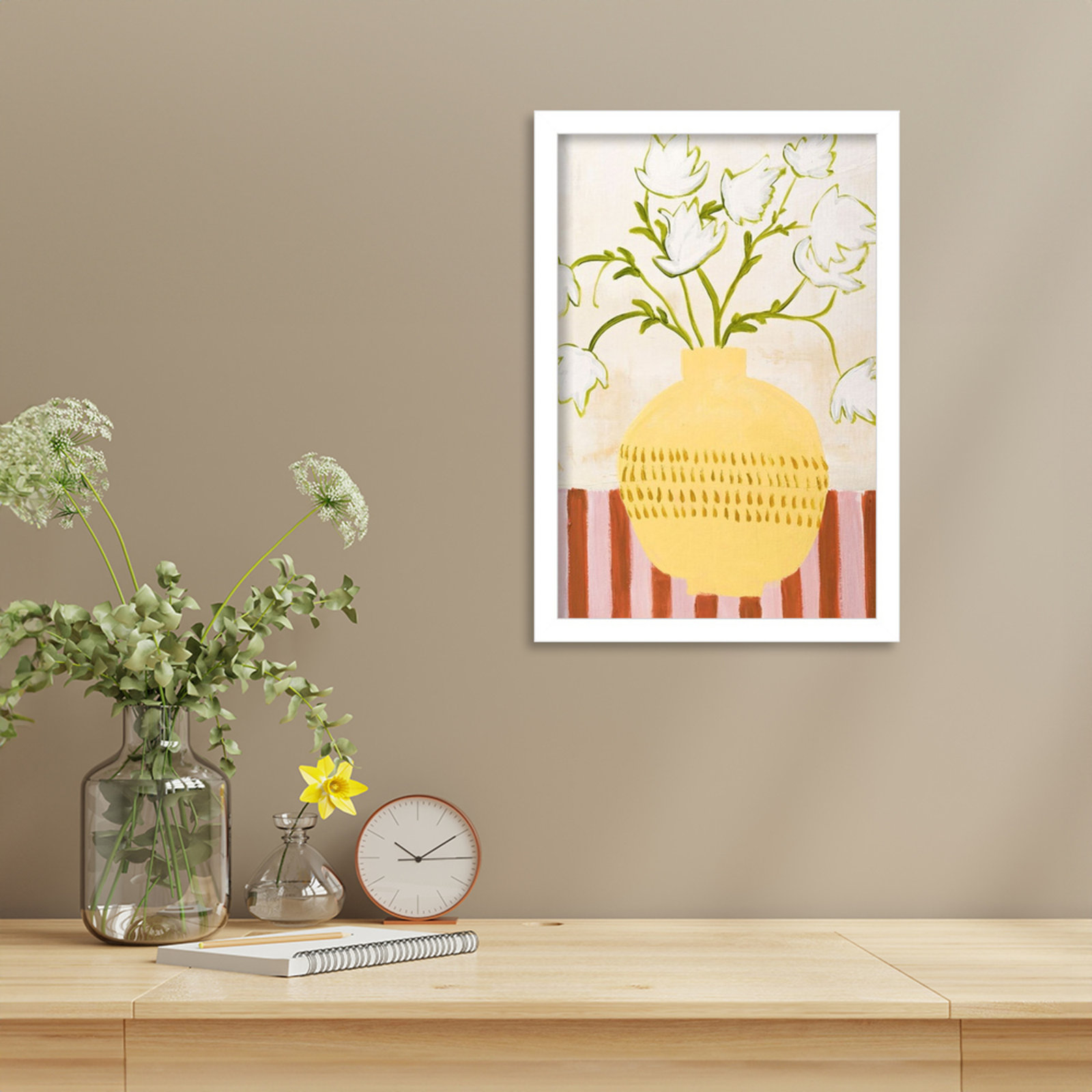 Yellow Vase Print by Design Fabrikken, 17" H x 12" W, White