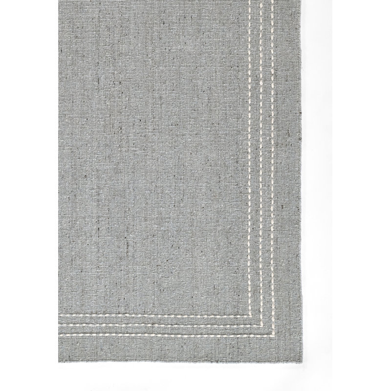 Momeni Oliver Solid Wool and Polyester Hand Loomed Light Blue Area Rug, Runner 2'3" x 8'