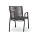 Chaise de salle à manger d'extérieur moderne en aluminium avec siège en corde (ensemble de 2), gris et gris foncé