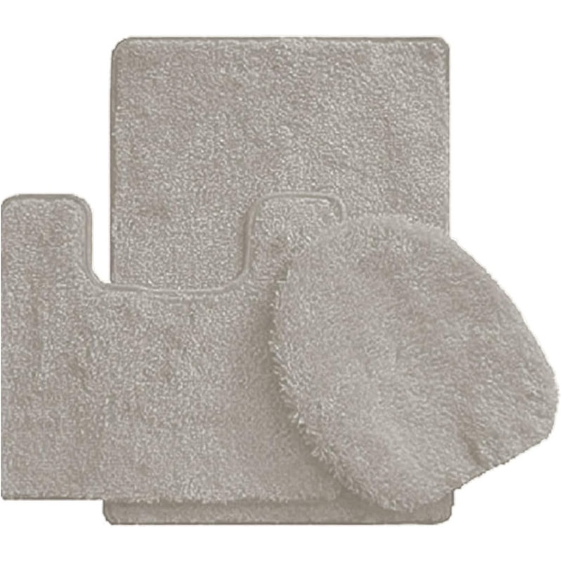 Gorete Polypropylene Non-Slip Bath Rug Set, Gray