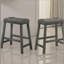 Tabouret de bar 25 po en bois avec siège en cuir, tabouret de comptoir sans dossier (gris antique, ensemble de 2)