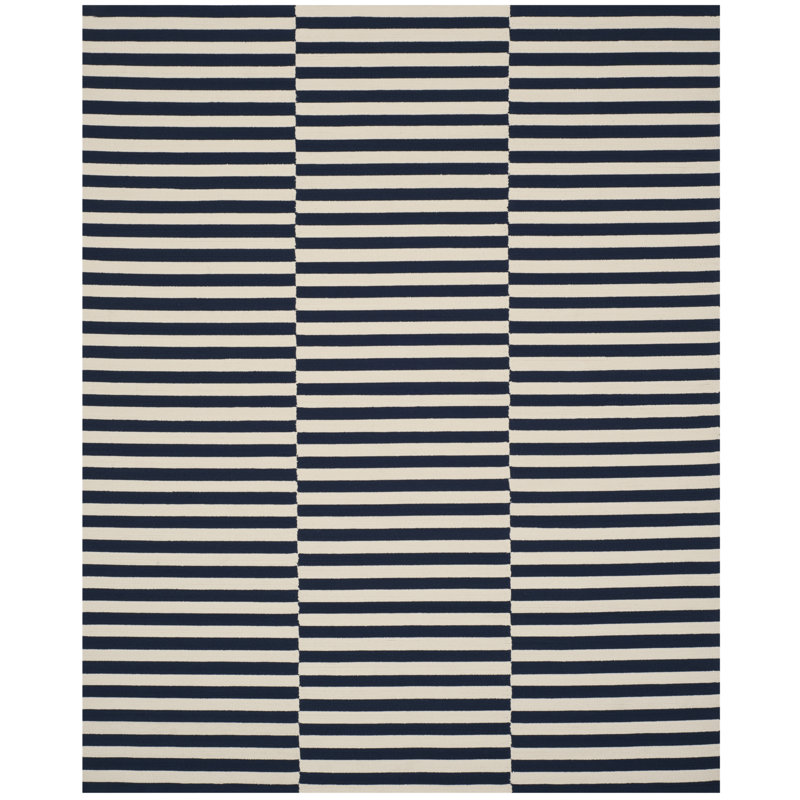 Diffendal Hand Hooked Performance Striped Rug
