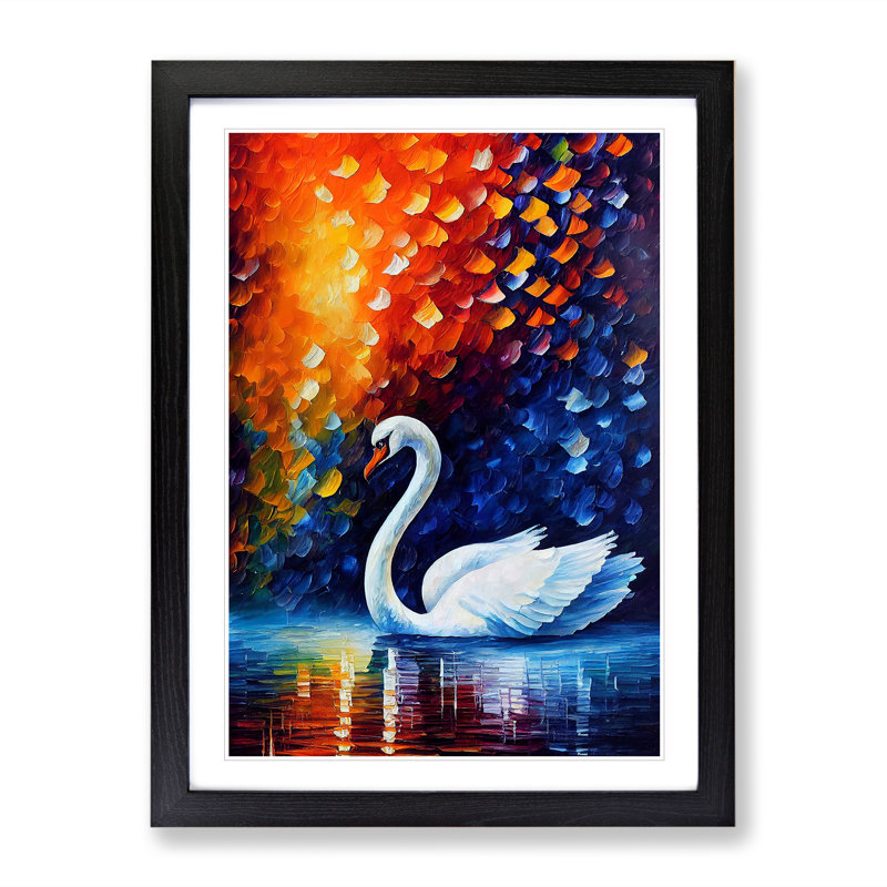 Swan Portrait - Single Picture Frame Print, Black Framed, 64cm H x 46cm W x 2cm D