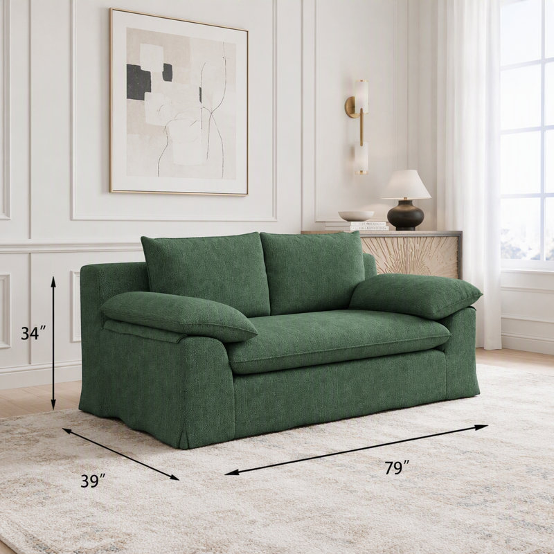 Canapé compact avec housse amovible lavable et sans assemblage, Army Green Cotton