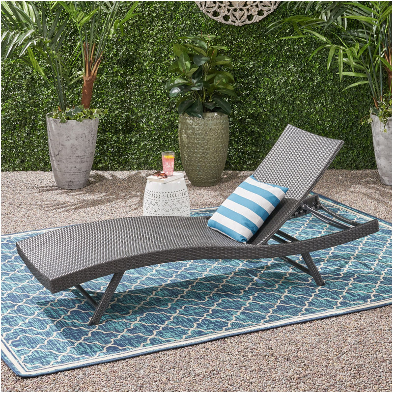 Chaise longue en osier Kauai PE, Gris