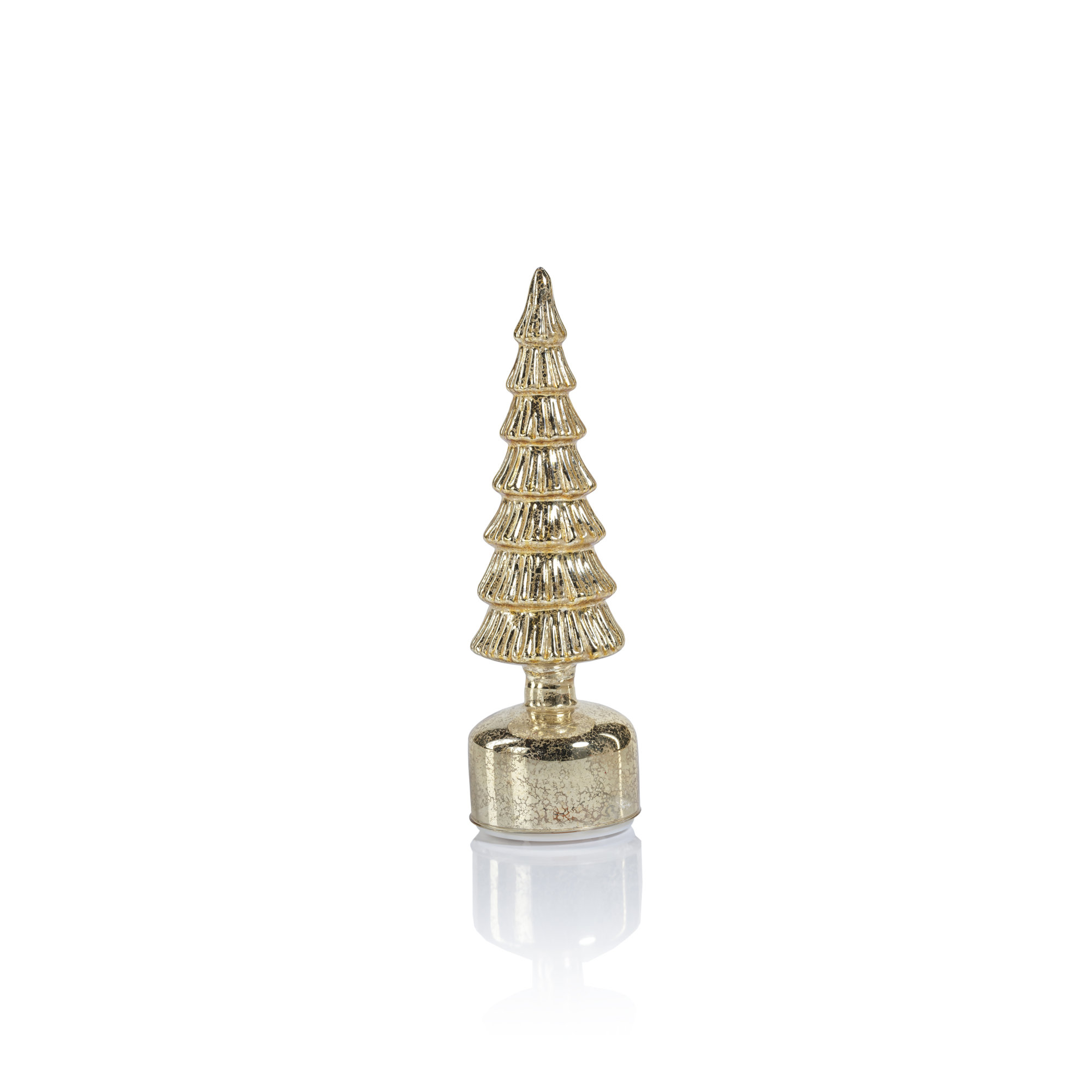Merrigan Rotating LED Holiday Tabletop Tree, 11.75" H x 3.5" W x 3.5" D, Antique Gold