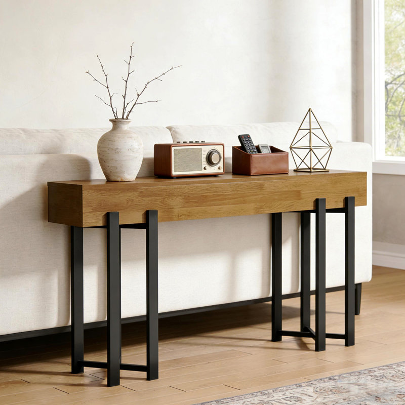 Office Display Shelf,Modern-Style Console Table,Long Sofa Table, Light Brown