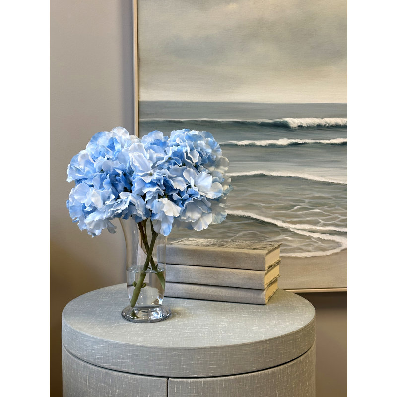 Polysilk Hydrangea Arrangement in Vase, Blue