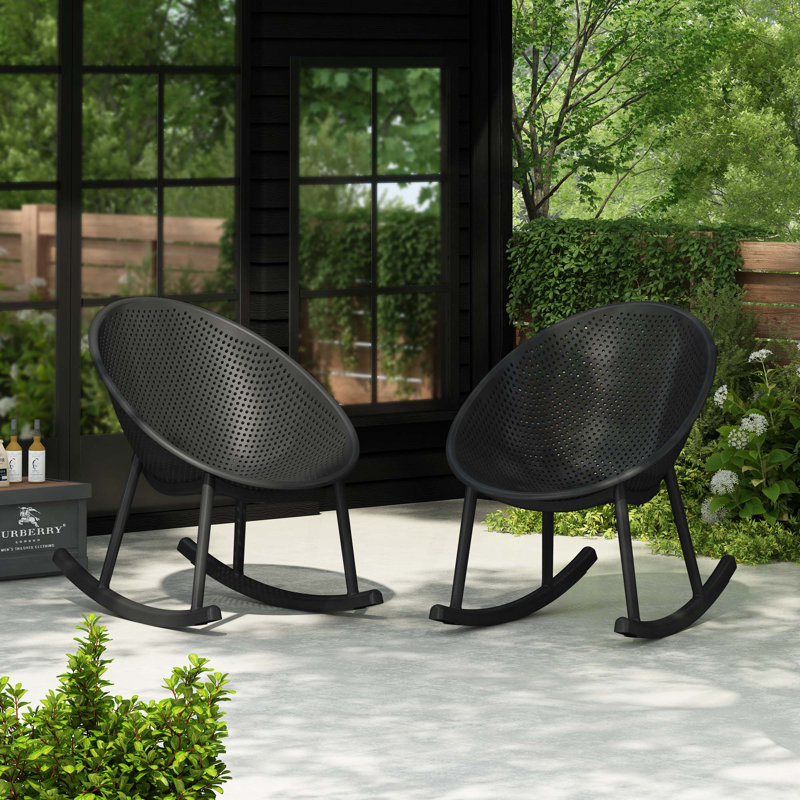 Chaise berçante pour porche, salon, patio, jardin, Noir