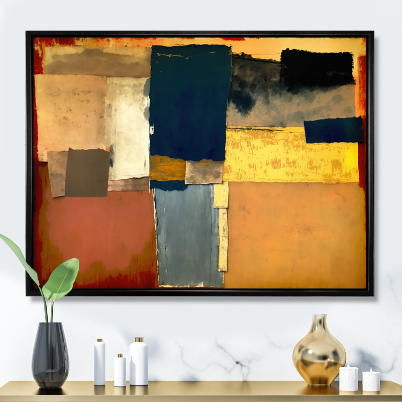 «Blue Sky Above Redend Point VI», art mural abstrait sur toile, L 20 po x H 12 po, Cadre flottant noir