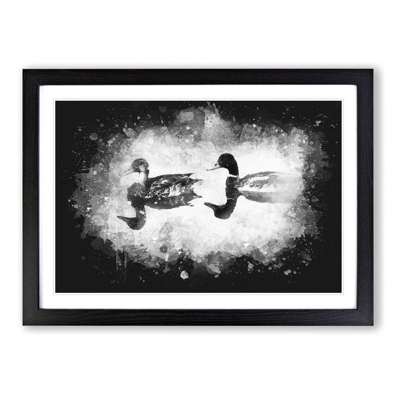 Mallard Ducks - Picture Frame Painting Print, 24cm H x 33cm W x 2cm D, Black Framed