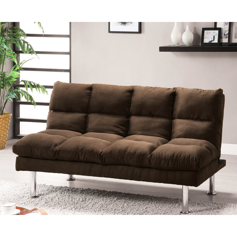 Dark Brown Contemporary Microfiber Futon With Legs And Extra Support That Converts To Bed Smoothly, 67 In Width Vibe Brown, Base Leg Support, Fast, 67"W