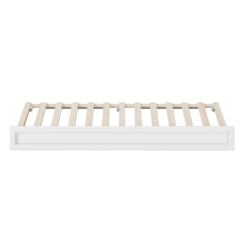 Lit gigogne en bois massif Sanvir, Blanc, Lit simple