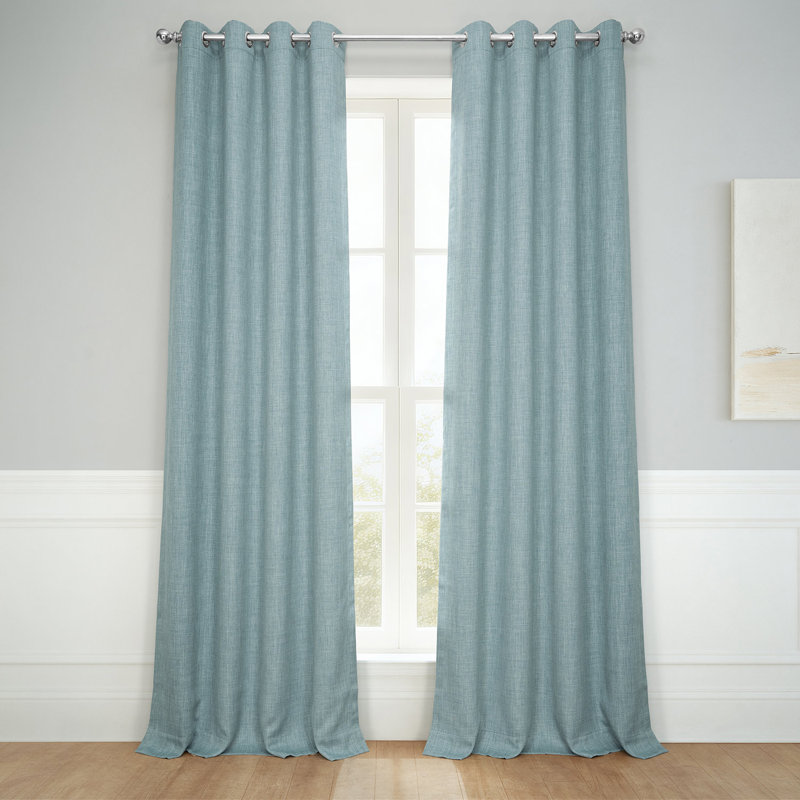 Oneridge Room Darkening Faux Linen Single Curtain Panel, 50" W x 84" L, Key Green