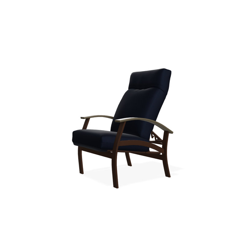 Chaise de patio inclinable avec coussins Askar, Kona texturé, Mélange indigo, Bois de plage P40
