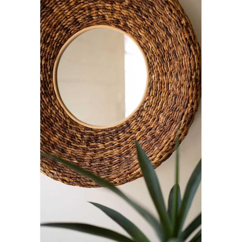  Miroir rond en fibre de banane