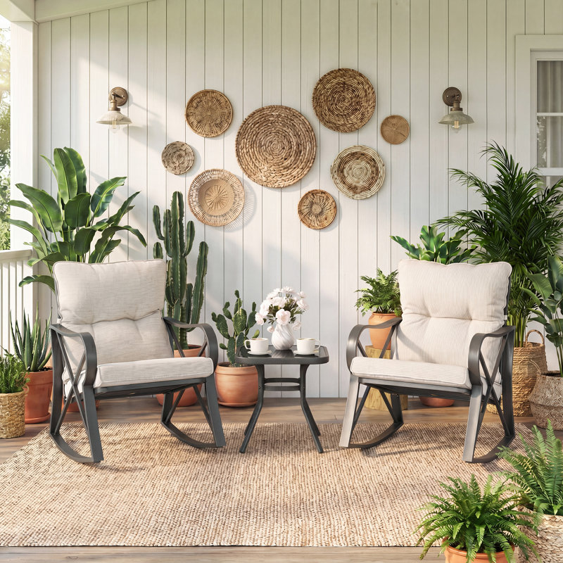 Ensemble bistro 2 places avec coussins Fultonham, Beige