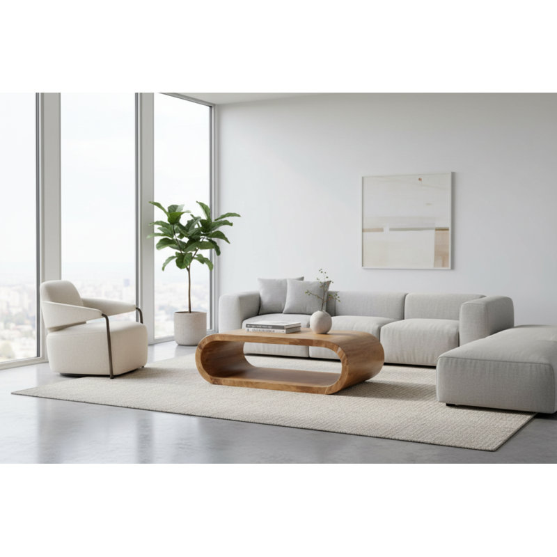 Table basse en bois massif avec rangement Osblek