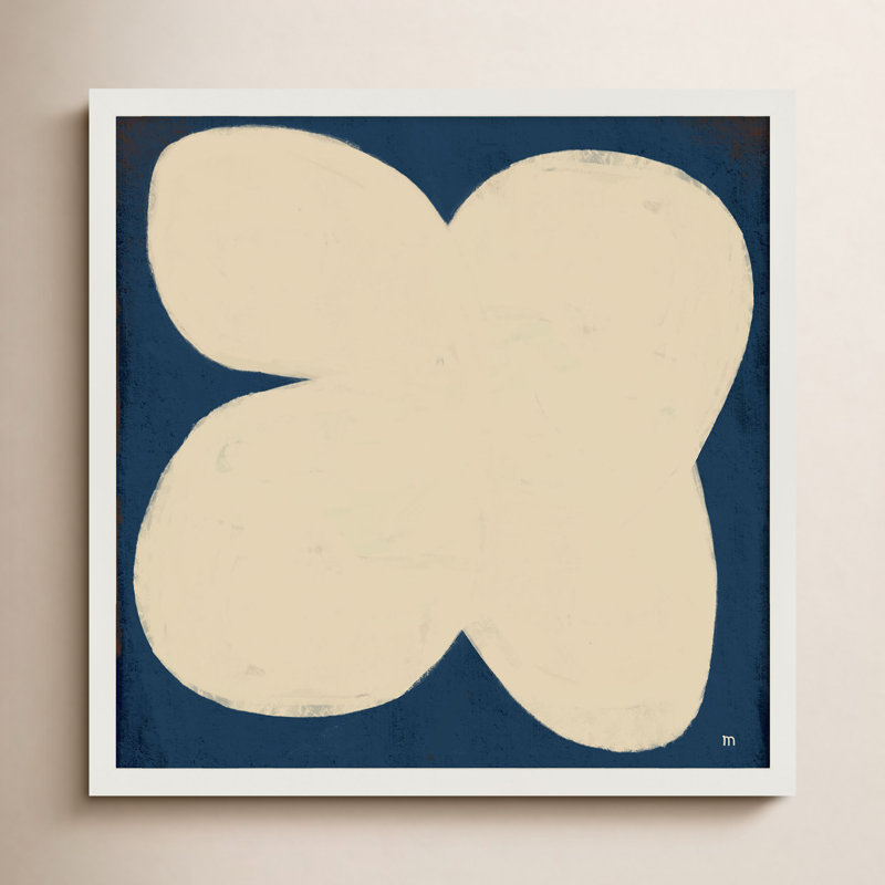 Flower On Blue Painting by StudioM, White, 24" H x 24" W x 1.25" D
