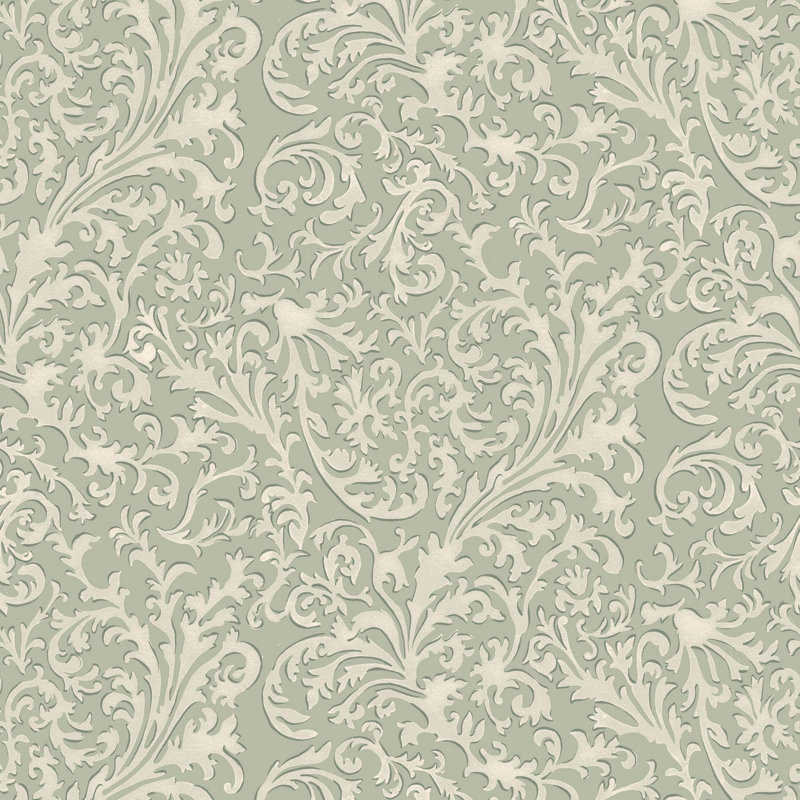 Florentine Vine - Thyme Green Wallpaper, Self-adhesive, Thyme Green