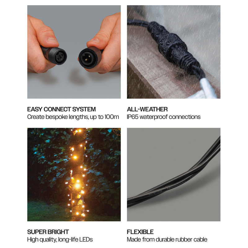 LED Indoor / Outdoor String Lights, 2cm H x 1000cm W x 1cm D