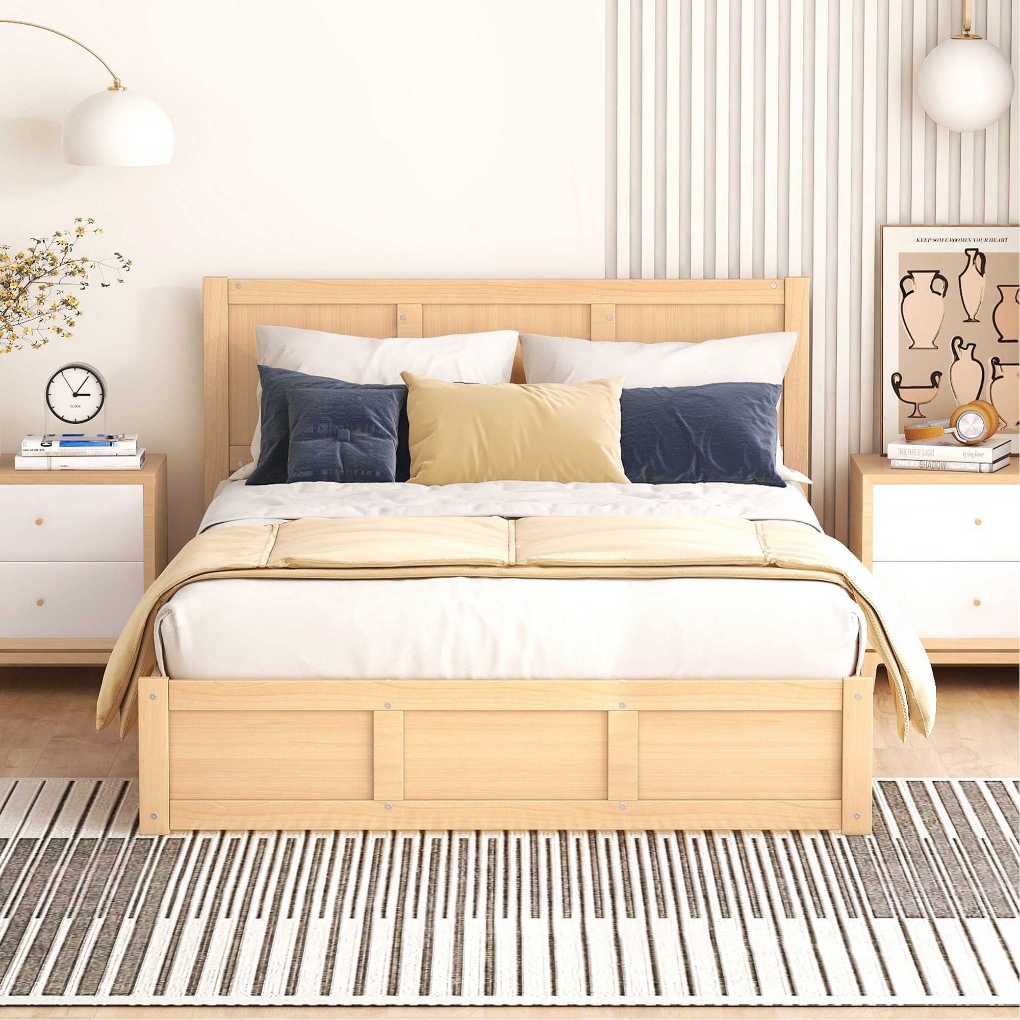 Latitude Run® Full Size Wood Platform Bed With Underneath Storage And 2 ...
