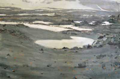 Stark Tundra Landscape Oil Painting Print, Size, Format, Frame Color