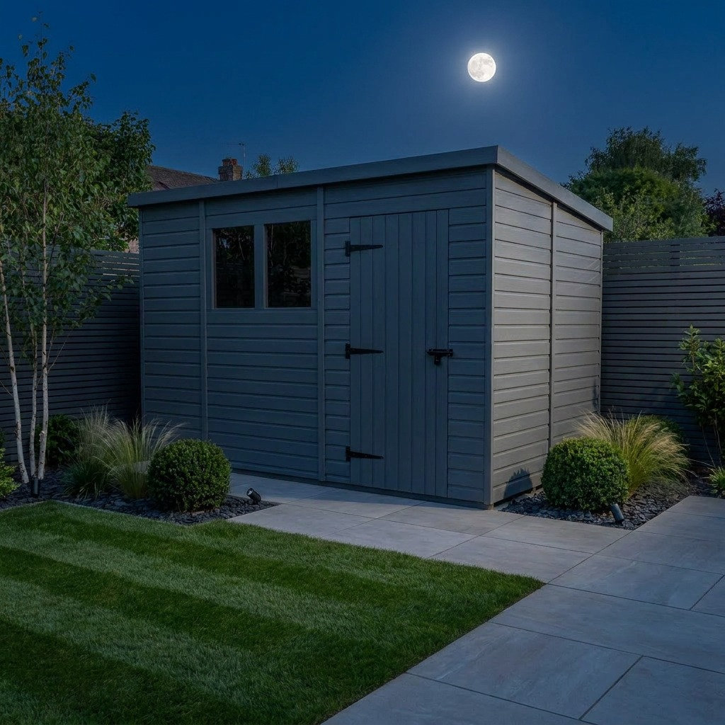 Total Sheds 11ft x 7ft Composite Pent Garden Shed - Single Door - With Windows - EPDM Rubber Roof - UK Manufactured