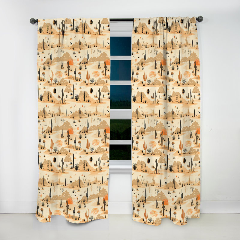 Motif bohème désert Sandy - Boho - rideau abstrait obscurcissant - 1 panneau, L 52 po x L 90 po
