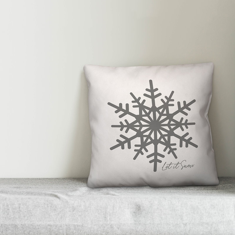  Housse de coussin Let It Snow, 16 po x 1 po, Blanc, Polyester/ Bourre en polyester