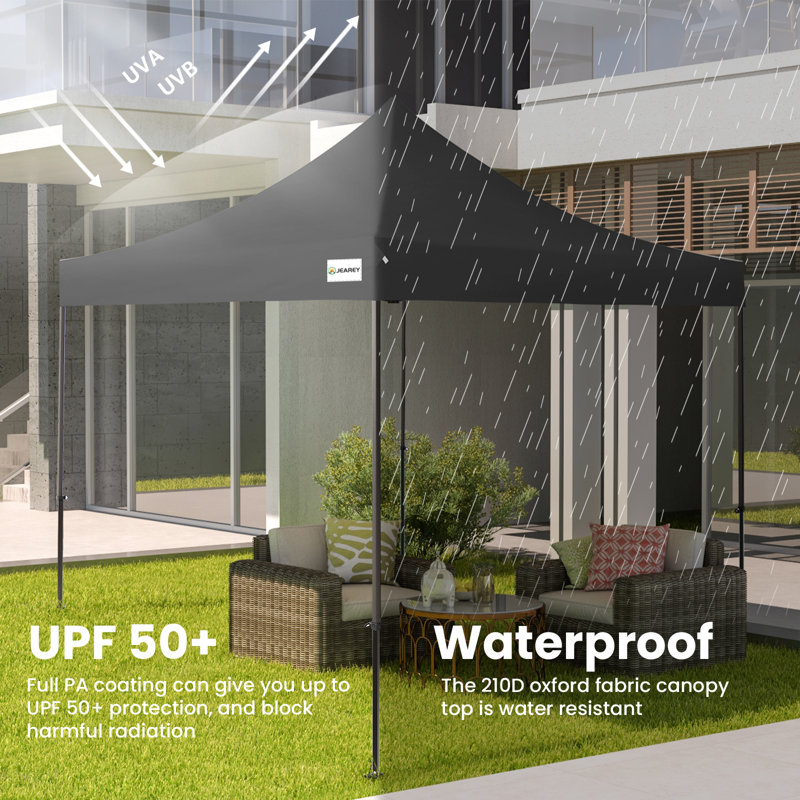 144'' W x 144'' D Steel Pop-Up Canopy, Black