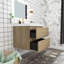 Meuble-lavabo simple avec plateau en résine Teriann-101831965