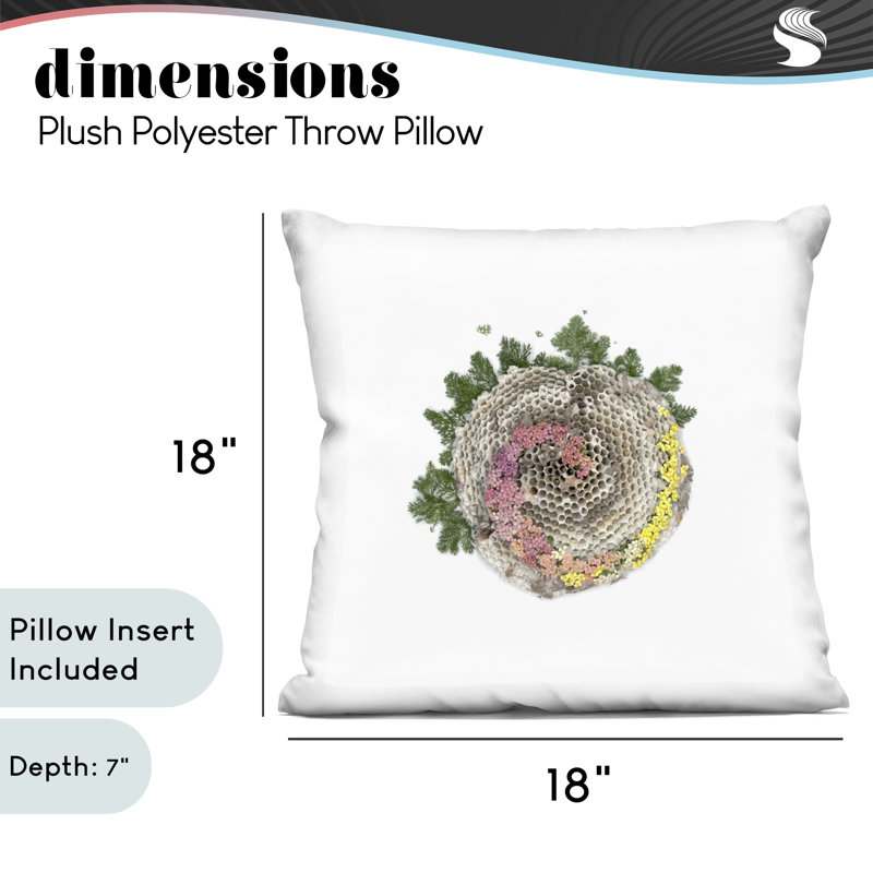 Coussin Honeycomb with Botanicals, imprimé par Beth Adoette