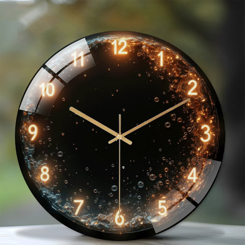 Horloge murale imperméable rétro avec lumières DEL - horloge murale moderne en verre 12 po