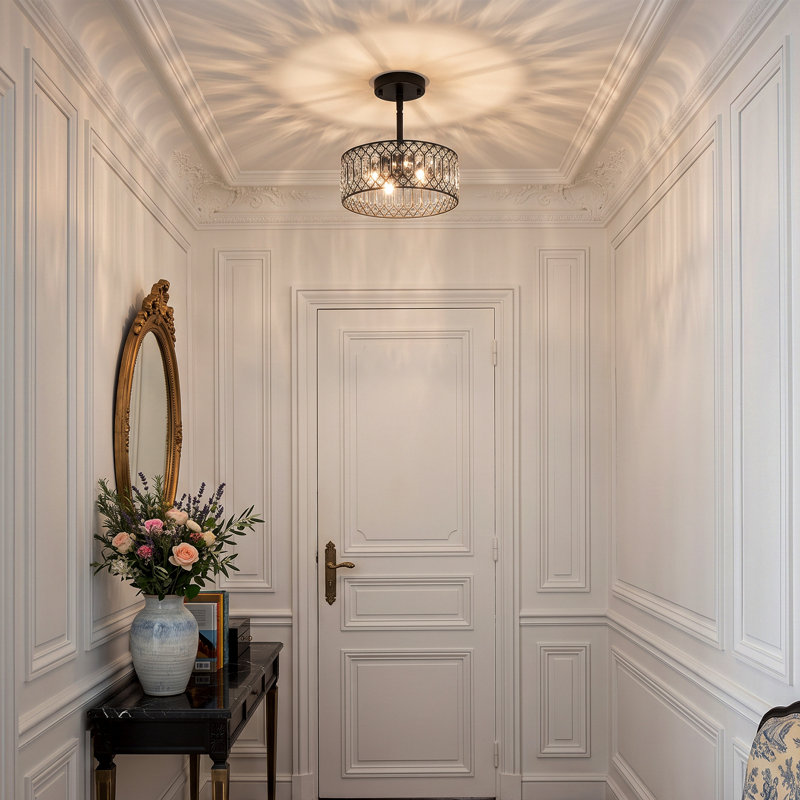 Plafonnier semi-encastré en cristal 3 lumières