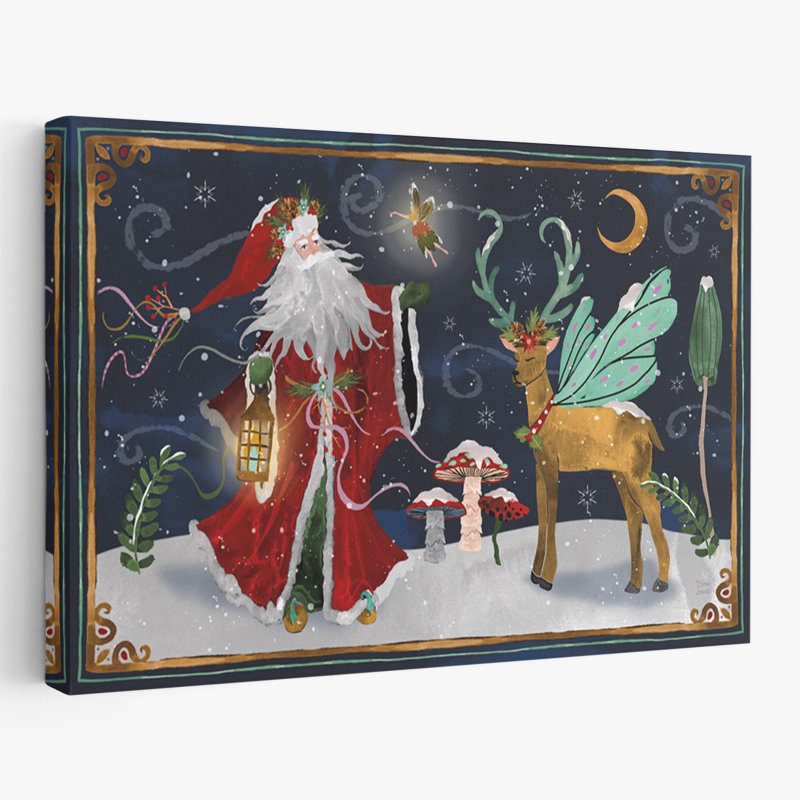 Hiver de merveille I - animaux, art de Noël brun bleu, H 32 po x l 48 po