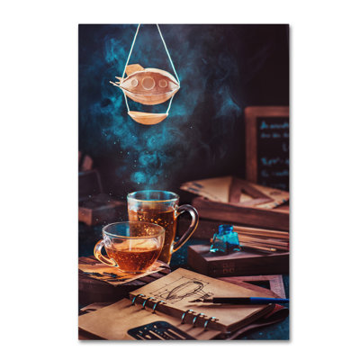 «Steampunk Tea with a Blimp», reproduction de photo sur toile tendue