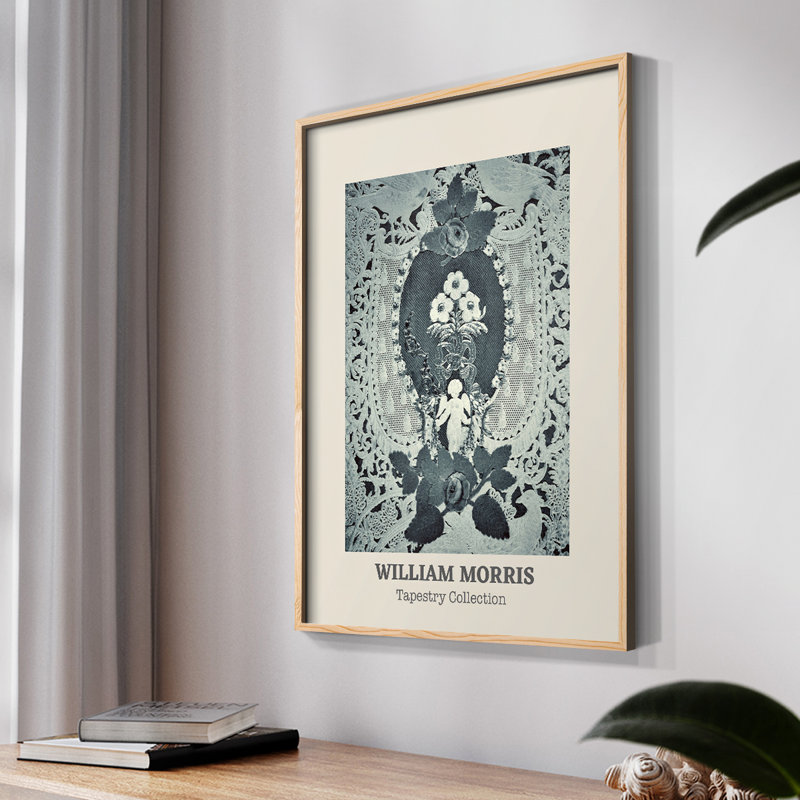 William Morris Framed Print CCXI, 14" H x 11" W, Black