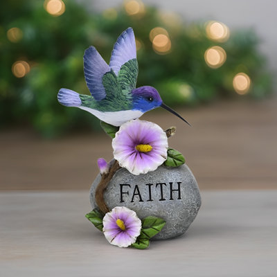 6.5"H Hummingbird with Faith Stone Figurine