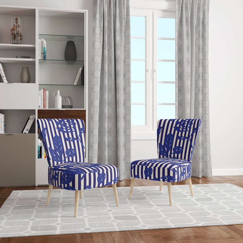 Blue Tropical Flowers - Chaise d'appoint rembourrée à motifs